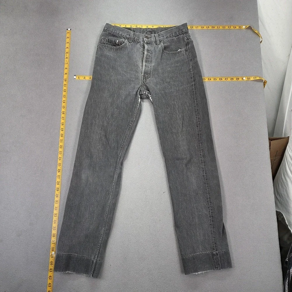 Vintage 90s Levis 501 Jeans Mens Gray Straight Altered Made USA Fits 30x30